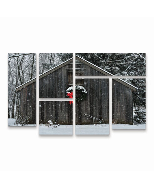 Kurt Shaffer Christmas Barn in the Snow Multi Panel Art Set 6 Piece - 49" x 19"
