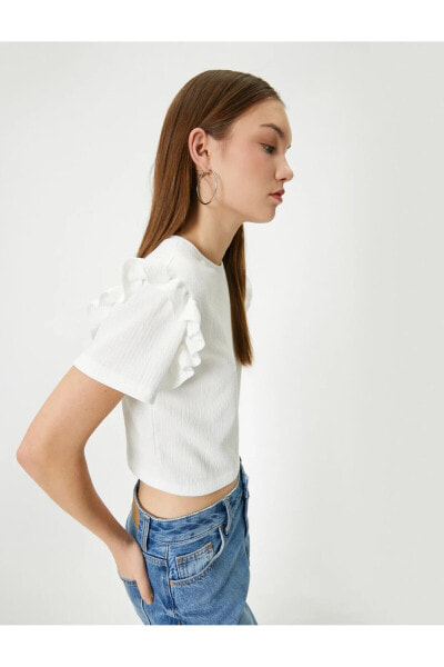 Футболка Koton Frilly Tee Scoop Neck