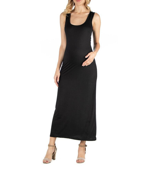 Scoop Neck Maternity Maxi Dress with Racerback Detail