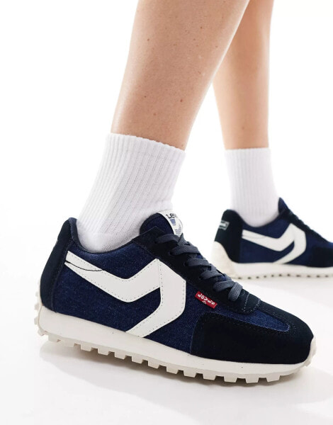 Levi's Stryder trainers with red tab logo in navy denim