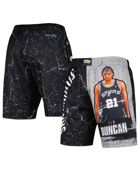 Men's Tim Duncan Black San Antonio Spurs Hardwood Classics Player Burst Shorts