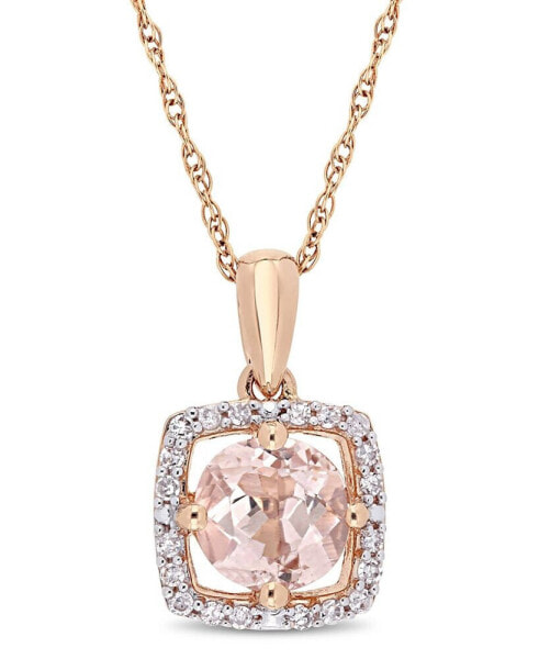 Macy's morganite (4/5 ct. t.w.) and Diamond (1/10 ct. t.w.) Floating Halo 17" Necklace in 10k Rose Gold