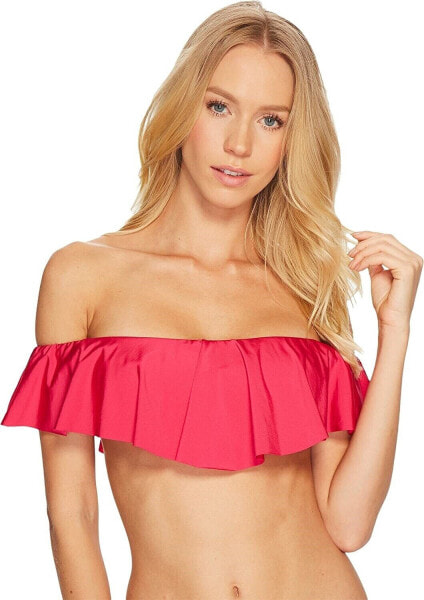 Trina Turk 262854 Women's Bandeau Fuchsia Ruffle Bikini Top Swimwear Size 6