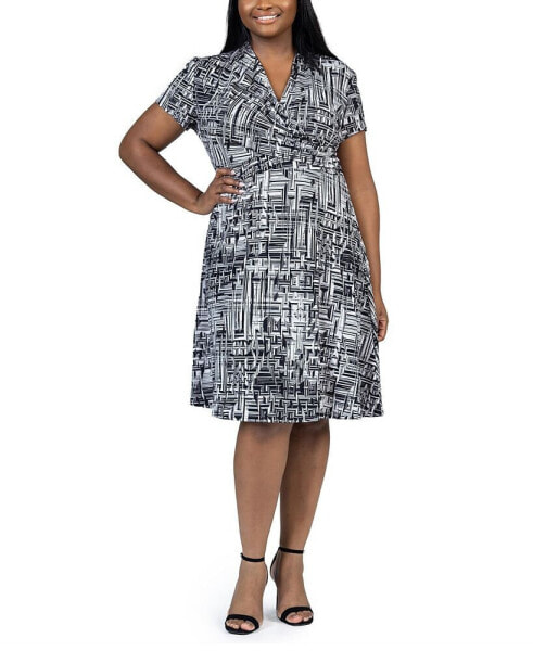 Plus Size Short Sleeve Rouched Wrap Dress