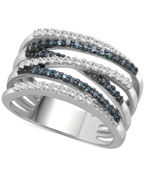 Кольцо Macy's Blue & White Diamond Multirow Statement