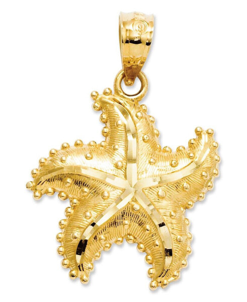 14k Gold Charm, Satin Starfish Charm