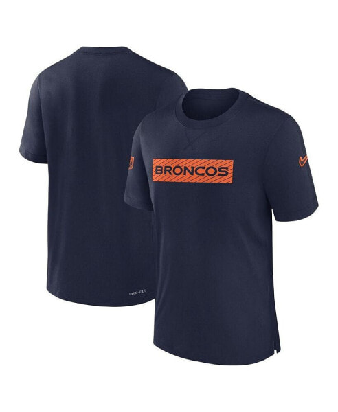 Men's Navy Denver Broncos Sideline Player Performance T-Shirt