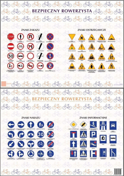 ART MAP Podkładka na biurko A2 bezpieczny rowerzysta dwustronna laminowana