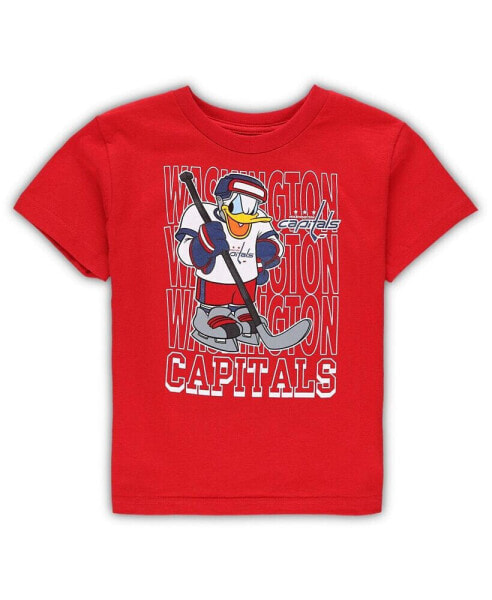 Preschool Boys and Girls Red Washington Capitals Disney Three-Peat Logo T-shirt