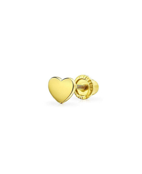 Tiny Minimalist Real 14K Gold Helix Cartilage Ear Lobe Piercing Daith Solid Heart 1 Piece Stud Earring For Women Teen Screw back