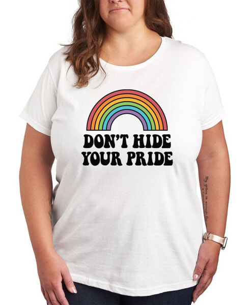 Trendy Plus Size Rainbow Don't Hide Your Pride Graphic T-shirt