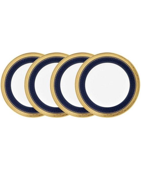 Odessa Cobalt Gold Set of 4 Bread Butter and Appetizer Plates, Service For 4