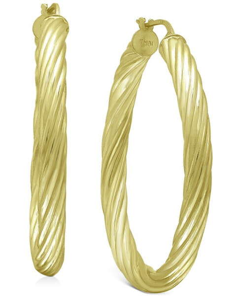 Medium Twist Tube Hoop Earrings in 18k Gold-Plated Sterling Silver, 1.57", Created for Macy's