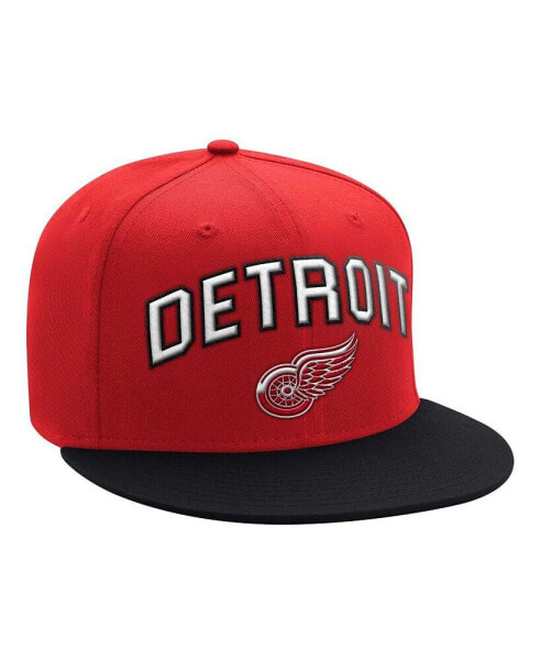 Men's Red, Black Detroit Red Wings Arch Logo Two-Tone Snapback Hat