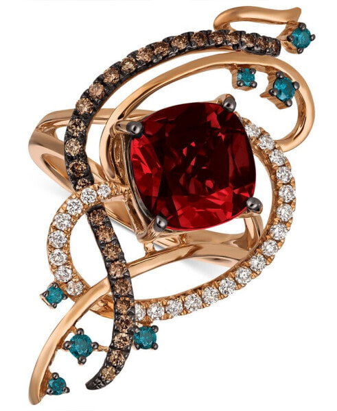 Exotics® Crazy Collection® Pomegranate Garnet™ (4-1/2 ct. t.w.) & Diamond (5/8 ct. t.w.) Statement Ring in 14k Rose Gold