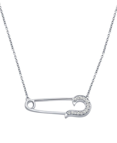 Macy's diamond Safety Pin 18" Pendant Necklace (1/10 ct. t.w.) in Sterling Silver