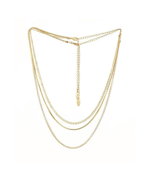 ETTIKA simple Crystal Chain Necklace Set of 2
