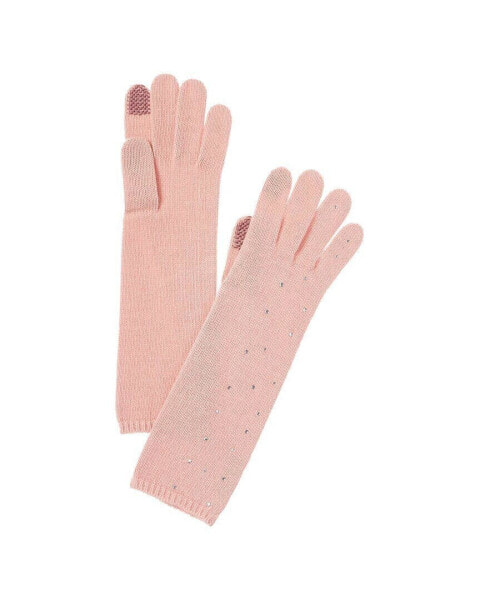 Portolano Crystal Hot Fix Cashmere Tech Gloves Women's Pink