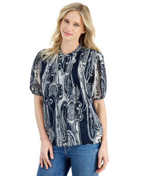 Women's Printed Short-Sleeve Blouse