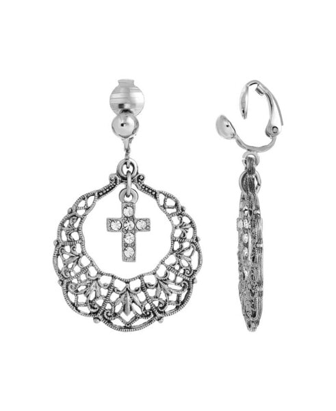 Серьги Symbols of Faith Crystal Cross Clip