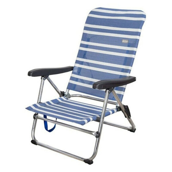 Beach Chair Colorbaby 62601 Blue/White Aluminium 61 x 50 x 85 cm White Navy Blue (61 x 50 x 85 cm)