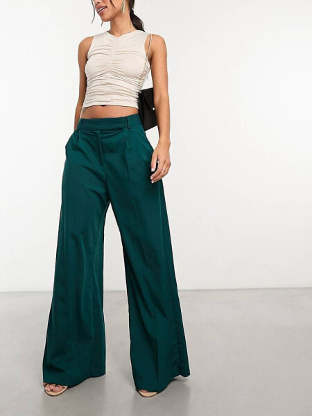 Closet London tailored wide leg trouser in petrol