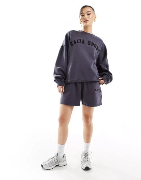 Kaiia sweat shorts co-ord in dark grey