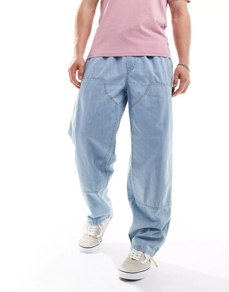 Vans baggy tapered carpenter trousers in light blue wash