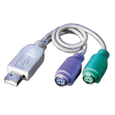 VALUE USB to 2x PS/2 Adapter Cable - USB A - PS/2 - Male - Female - Grey