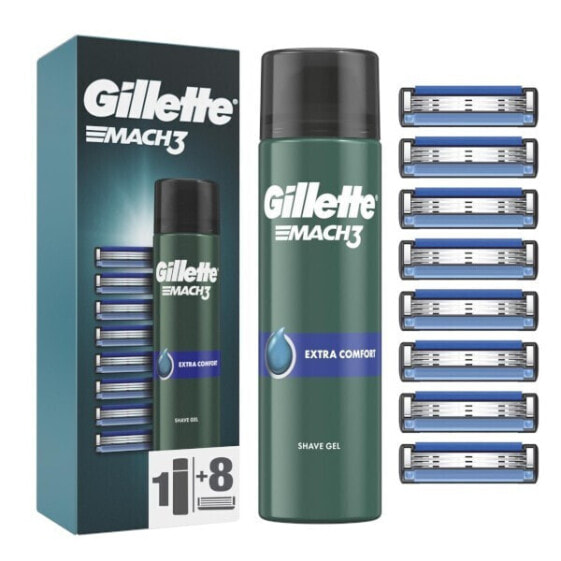 Replacement heads Gillette Mach3 8 pcs + Extra Comfort shaving gel (Shave Gel) 200 ml