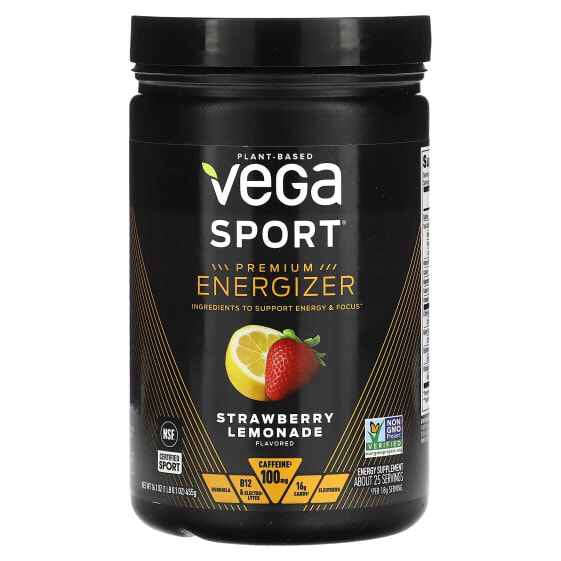 Vega, Sport, растительный энергетик премиального качества, со вкусом клубничного лимонада, 455 г (16,1 унции)