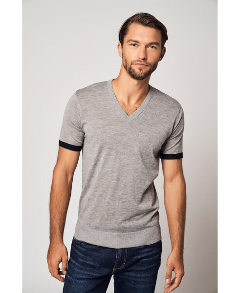 Bellemere Men's Striped Short Sleeve Cashmere T-shirt