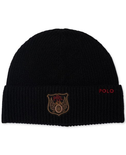 Men's Wool Ribbed Patch Beanie