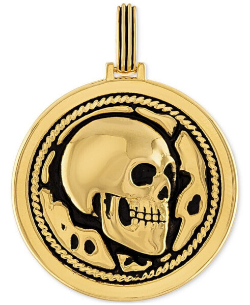 Esquire Men's Jewelry skull Disc Pendant in 14k Gold-Plated Sterling Silver, Created for Macy's