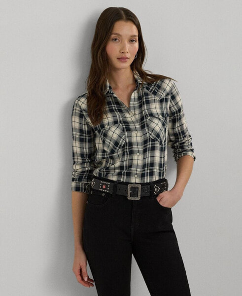 Women's Embroidered Plaid Shirt