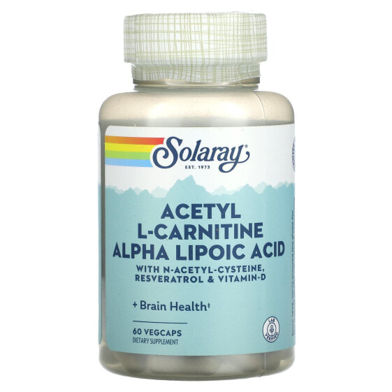 Аминокислоты SOLARAY Acetyl L-Carnitine Alpha Lipoic Acid, 60 VegCaps
