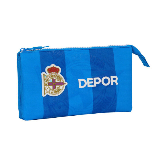 Тройной школьный пенал R. C. Deportivo de La Coruña Синий 22 x 12 x 3 см