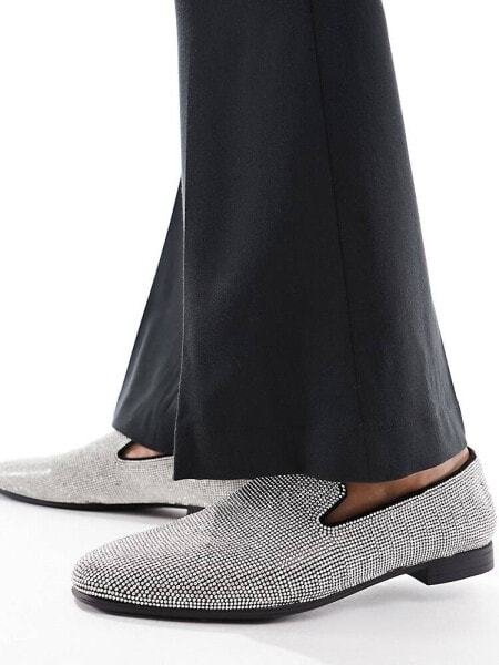 ASOS DESIGN loafers in silver diamante