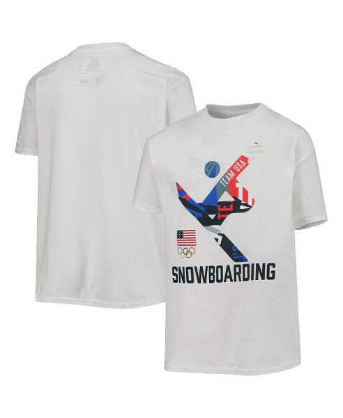 Big Boys White Team USA Snowboarding Scattered Swatch T-shirt