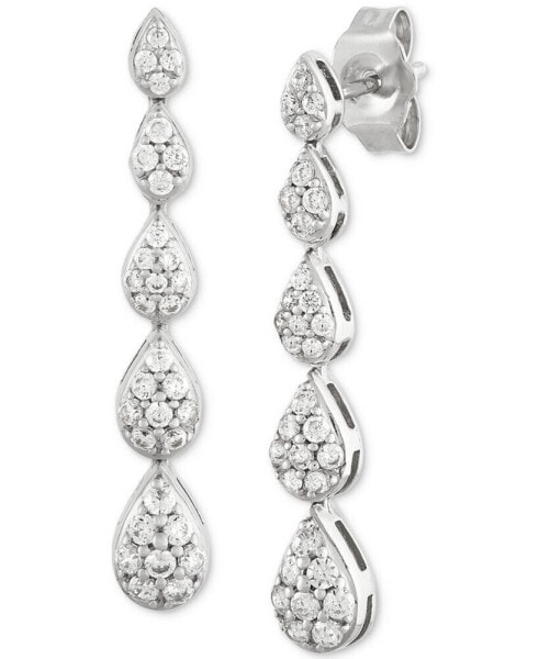 Lab Grown Diamond Pear Cluster Graduated Linear Drop Earrings (1/2 ct. t.w.) Set in sterling silver