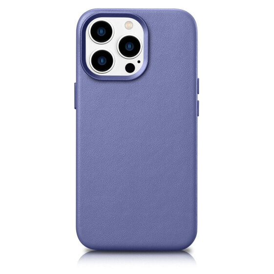 Чехол для iPhone 14 Pro Max ICARER из натуральной кожи MagSafe Case Leather светло-фиолетовый