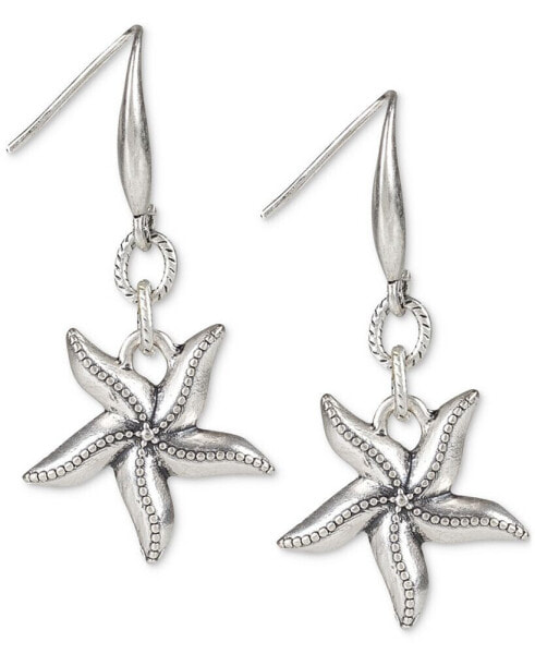 Silver-Tone Seashore Starfish Drop Earrings