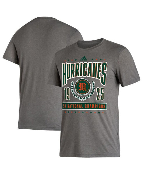 Men's Heathered Charcoal Miami Hurricanes 5X National Champions Reminisce Tri-Blend T-shirt