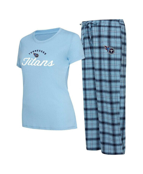 Women's Light Blue, Navy Tennessee Titans Arctic T-Shirt and Flannel Pants Sleep Set