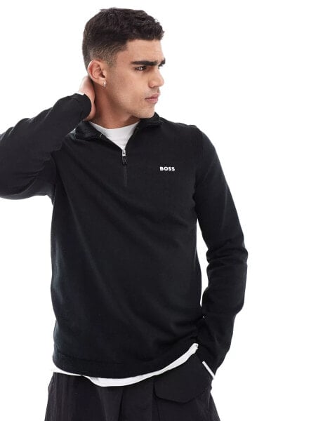 BOSS GREEN ever-x half zip sweatshirt in black