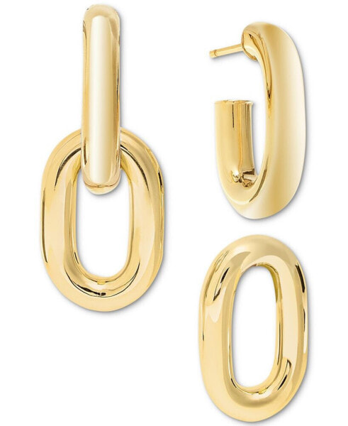 Convertible Polished Drop Circle Hoop Earrings in 10k Gold