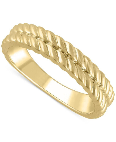 Diagonally Textured Double Row Wedding Band in 14k Gold