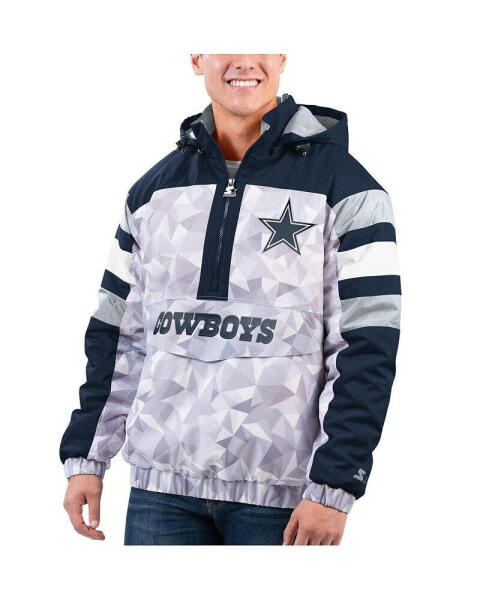 Куртка с полузипом Starter мужская белая, синяя Dallas Cowboys Thursday Night Gridiron Raglan Hooded - Тип: Куртка