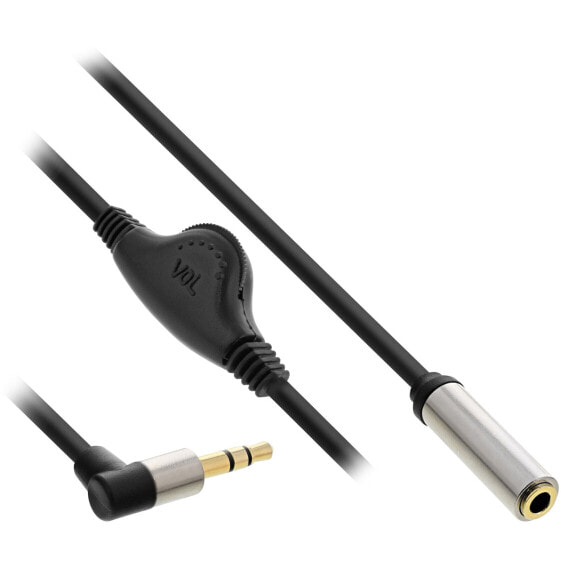 InLine Slim Audio Cable 3.5mm M angled / F - with volume control 0.25m