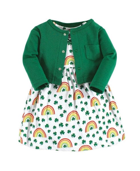 Toddler Girls Hudson Cotton Dress and Cardigan Set, St Patricks Rainbow